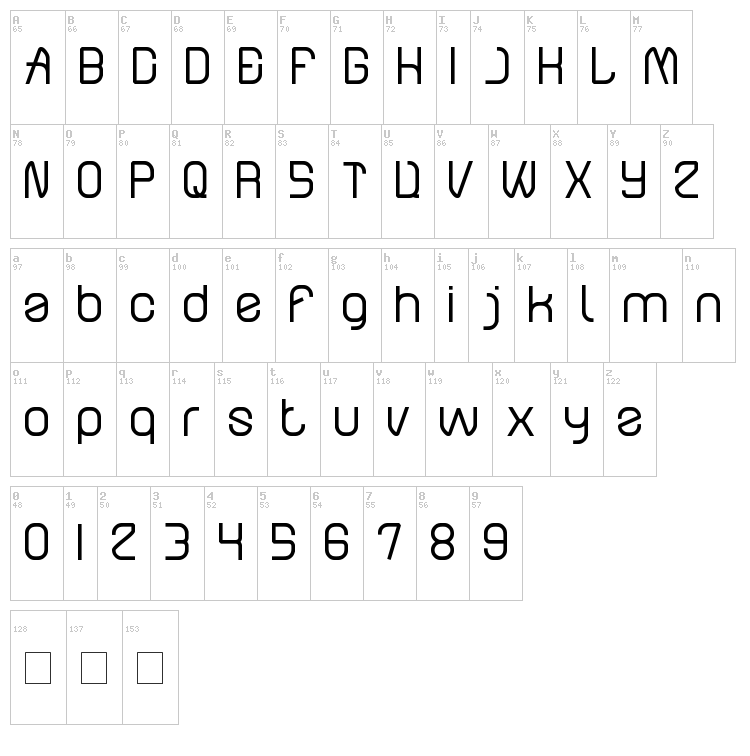 Electro Static Rain font map